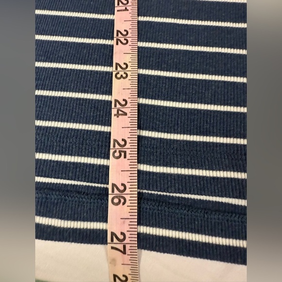 Ralph Lauren Shirt Womens Large Blue White Striped Padded Zip Shoulders Cotton - Picture 7 of 7